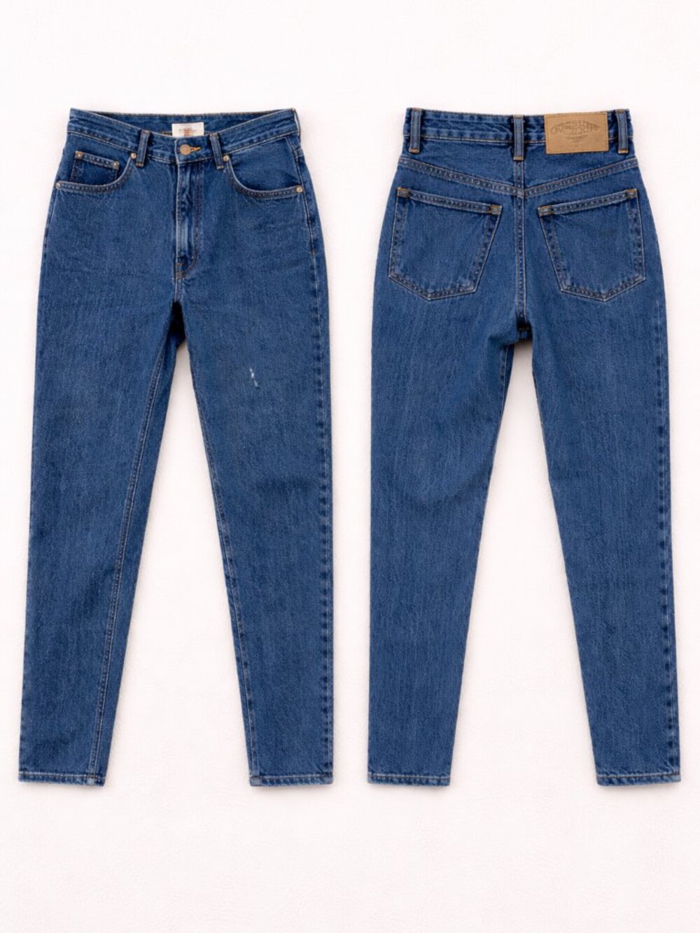 Vintage Bugle Boy Mom Jeans 90s High Rise Tapered Leg Slim Fit Blue Denim Size 2